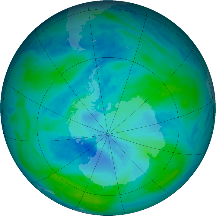 Antarctic ozone map for 22 February 2004